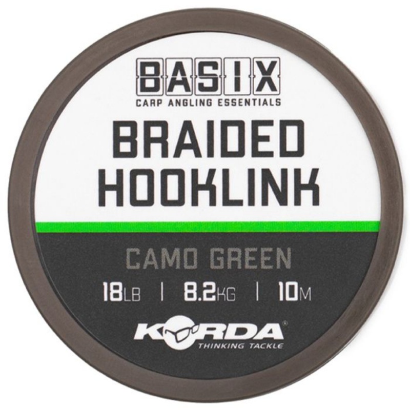 KORDA Basix Braided Hooklink 10m 25lb Camo Green