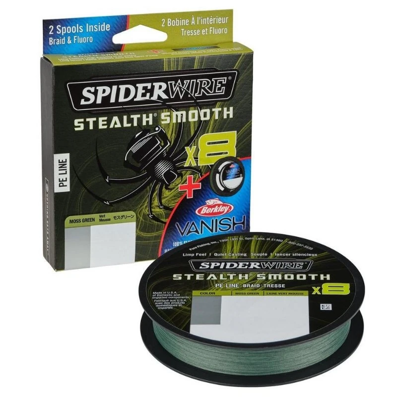 SPIDERWIRE Stealth 8 Smooth 0,19mm 150m Moss Green + Berkley Vanish FC40m 0,45mm