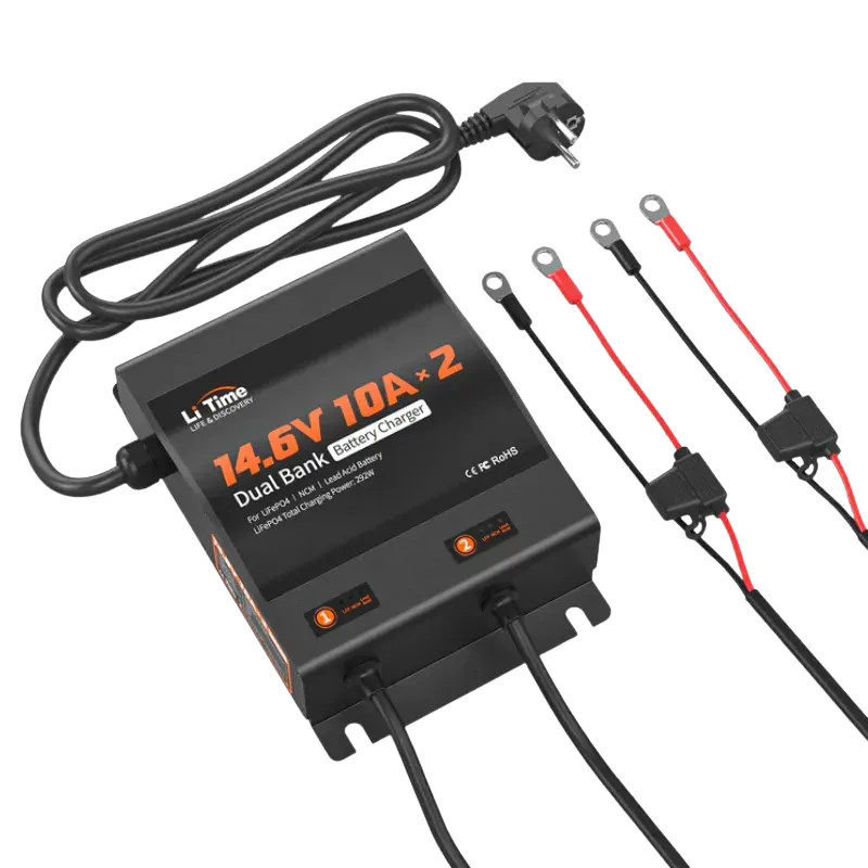 LI TIME Punjač 12V LiFePO4 14,6V / 10A 2 Baterije
