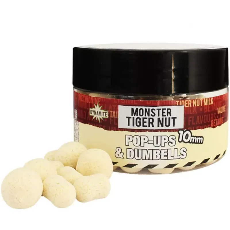 DYNAMITE BAITS Monster Tiger Nut Fluro White Pop-Up & Dumbells