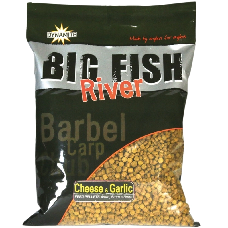 DYNAMITE BAITS Big Fish River Cheese & Garlic Pellets 4,6,8mm 1,8kg