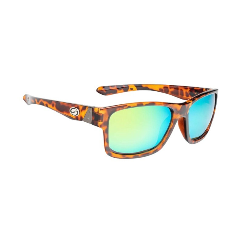 STRIKE KING Pro Sunglasses Shiny Tortoiseshell Frame Green Mirror Amber Base