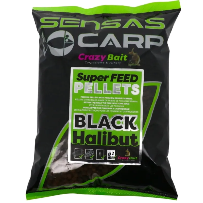 SENSAS Super Feed Pellets Black Halibut