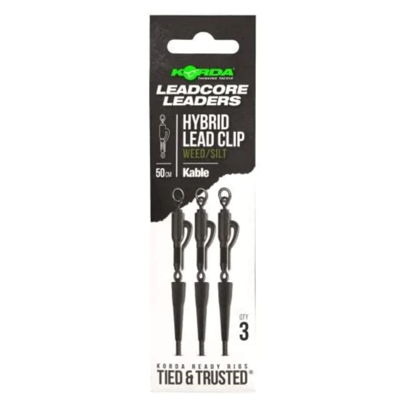 KORDA Kable Leadcore Leader Hybrid Lead Clip 50cm Weed