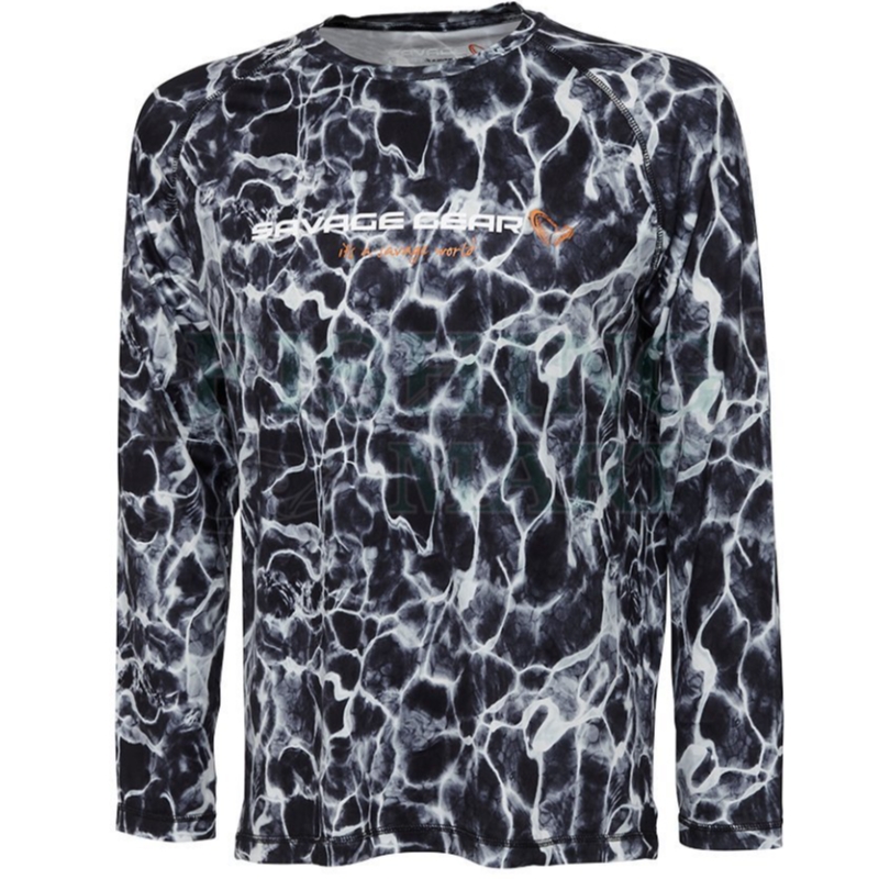 SAVAGE GEAR Night UV Long Sleeve T-Shirt Black Waterprint L