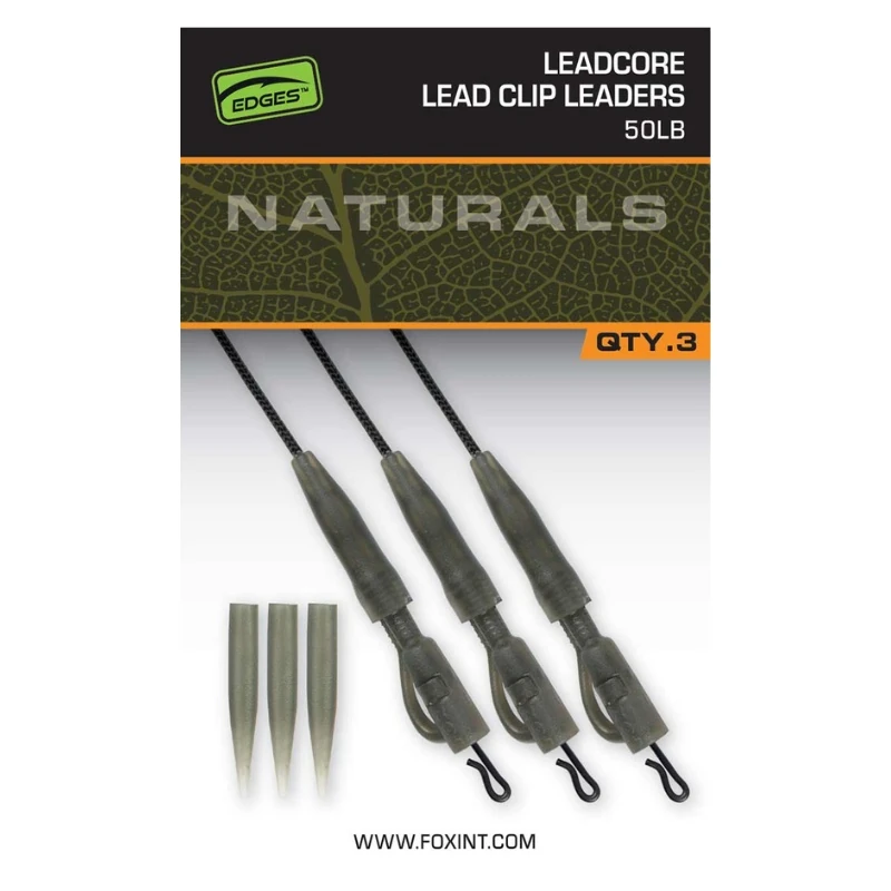 FOX Naturals Leadcore Power Grip Lead Clip Leaders 50lb