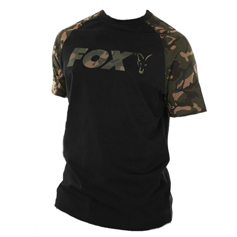 FOX Black Camo Raglan T-Shirt S