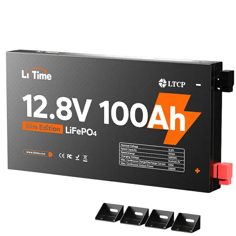 LI TIME LiFePO4 12V 100Ah Slim Metal Case